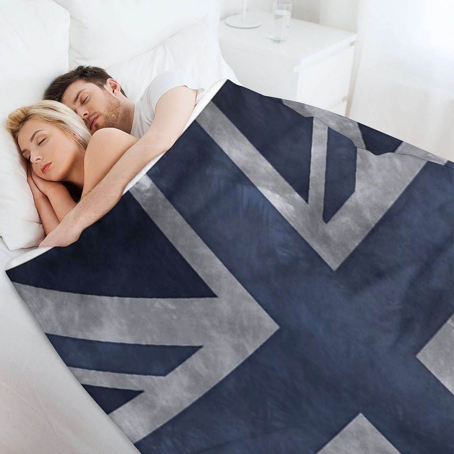 Blue Distressed Union Jack Throw Blanket