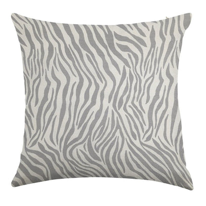 Stylish Grey Zebra Print Linen Throw Pillow Cover