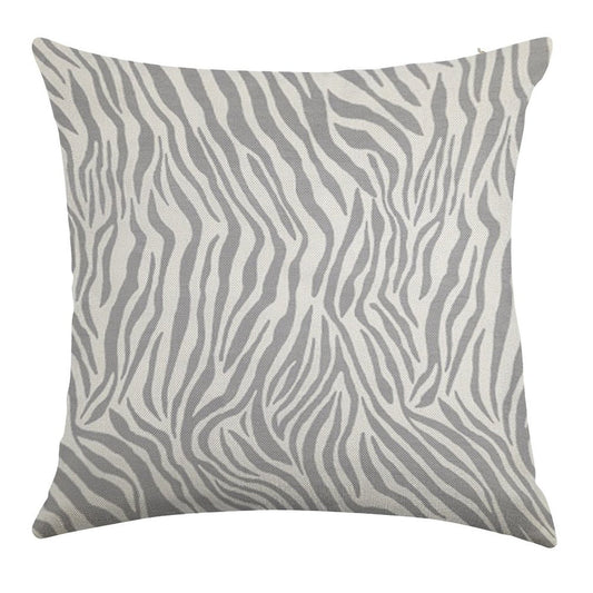 Stylish Grey Zebra Print Linen Throw Pillow Cover