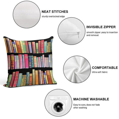 Bookworms Delight  Antique Book Library for Bibliophile Soft Home Decor Throw Pillow