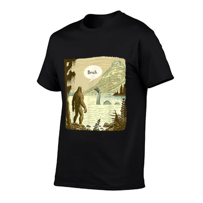 Funny Bigfoot Sasquatch Loch Ness Monster Introvert Bruh T-Shirt