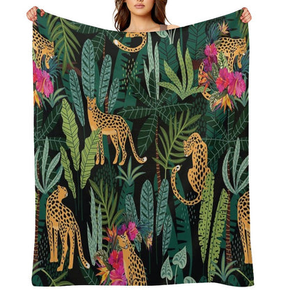 Tropical Cheetah Print Throw Blanket