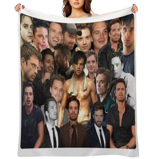 Sebastian Stan Collage Throw Blanket