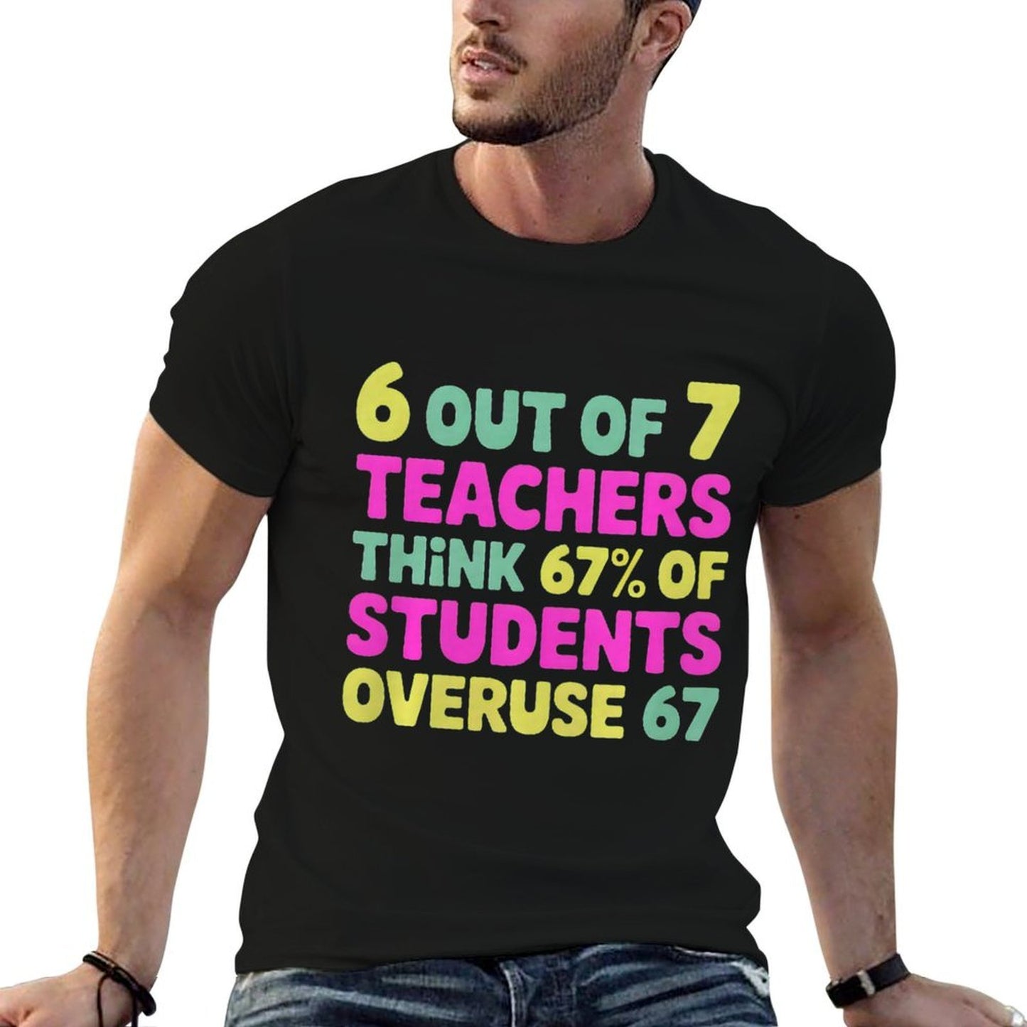 Funny 67 Teacher - Teacher 6 7 Funny Overuse 67 Premium Tri-Blend  Quick-drying T-Shirt
