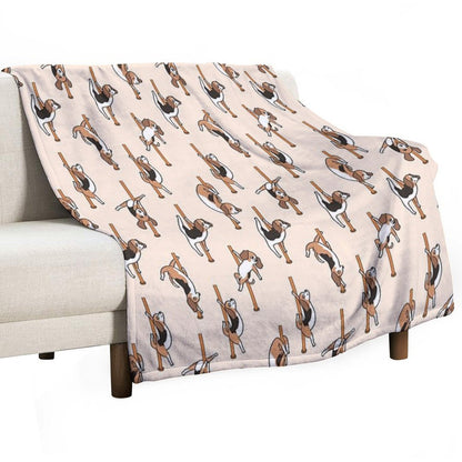 Beagle Pole Dancing Club Throw Blanket