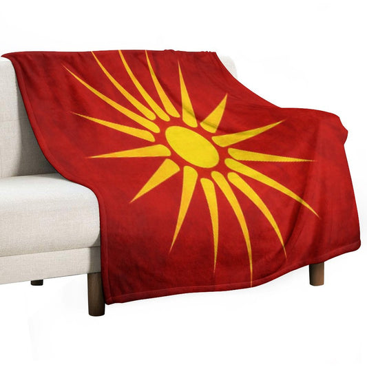 Macedonia  Macedonian Flag  National Flag of Macedonia Throw Blanket