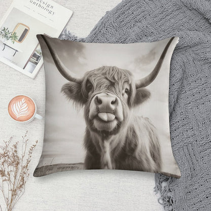 Cheeky Highland Cow Soft Bedroom Essential Throw Pillow