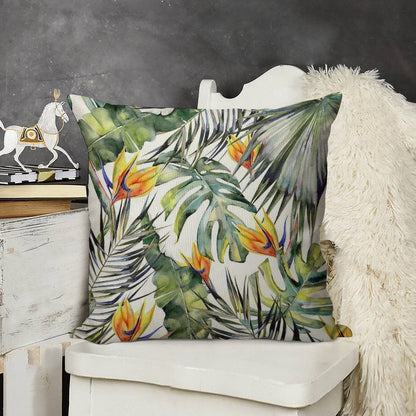 TROPICAL GARDEN Linen Throw Pillow Cover