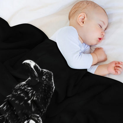 Raven #1 on Black Throw Blanket