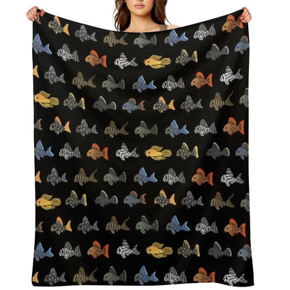 Pleco! - Black Throw Blanket