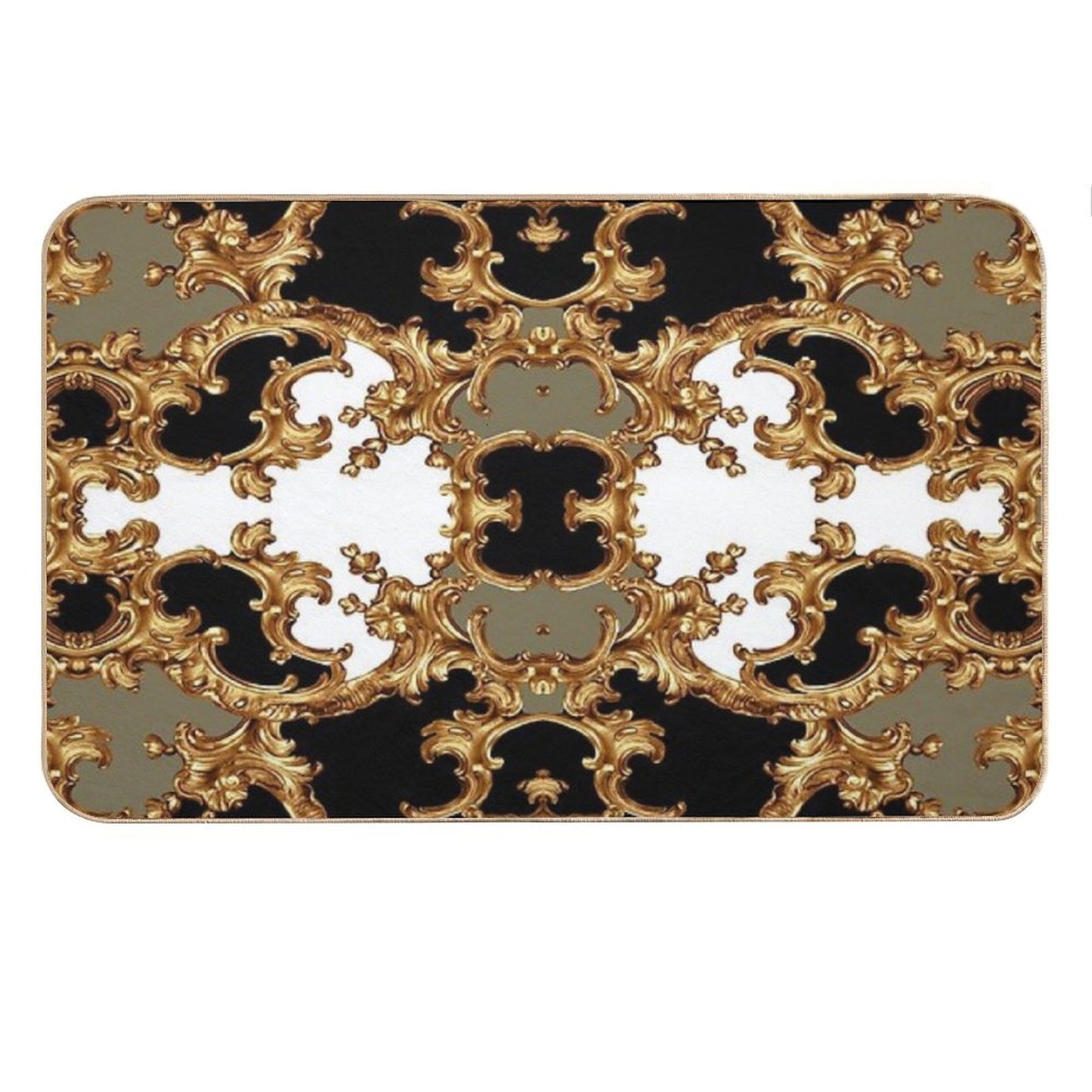 Golden Ornamental Baroque Symmetrical Bath Mat