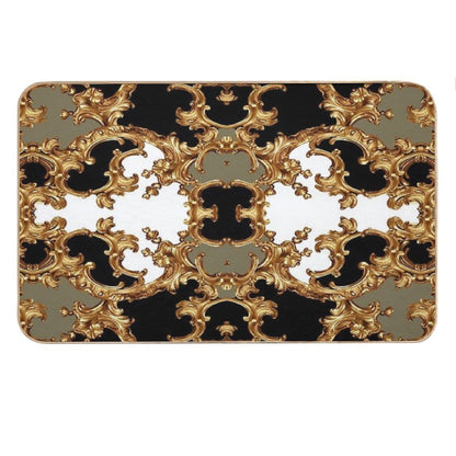 Golden Ornamental Baroque Symmetrical Bath Mat