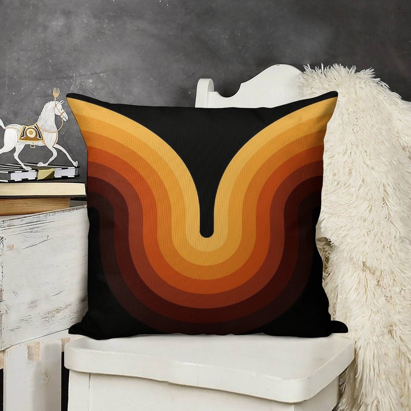 Retro Wave Linen Throw Pillow Cover