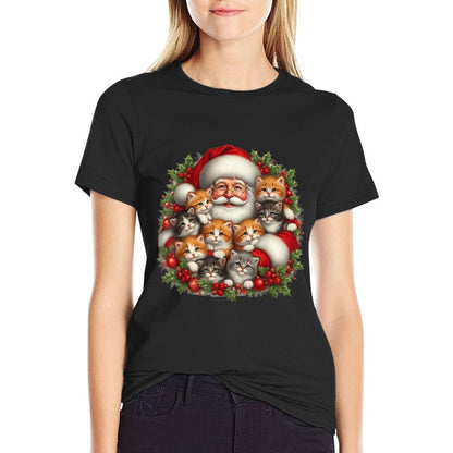 Santa Claus And Kittens Merry Christmas for Women Kids  Affordable Price T-Shirt