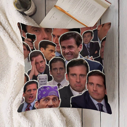 Michael Scott - The Office Collage Linen Throw Pillow Cover