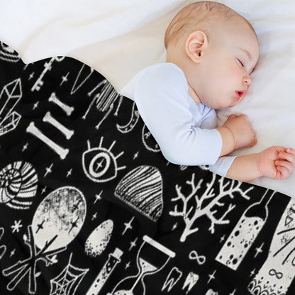 Curiosities Bone Black Throw Blanket