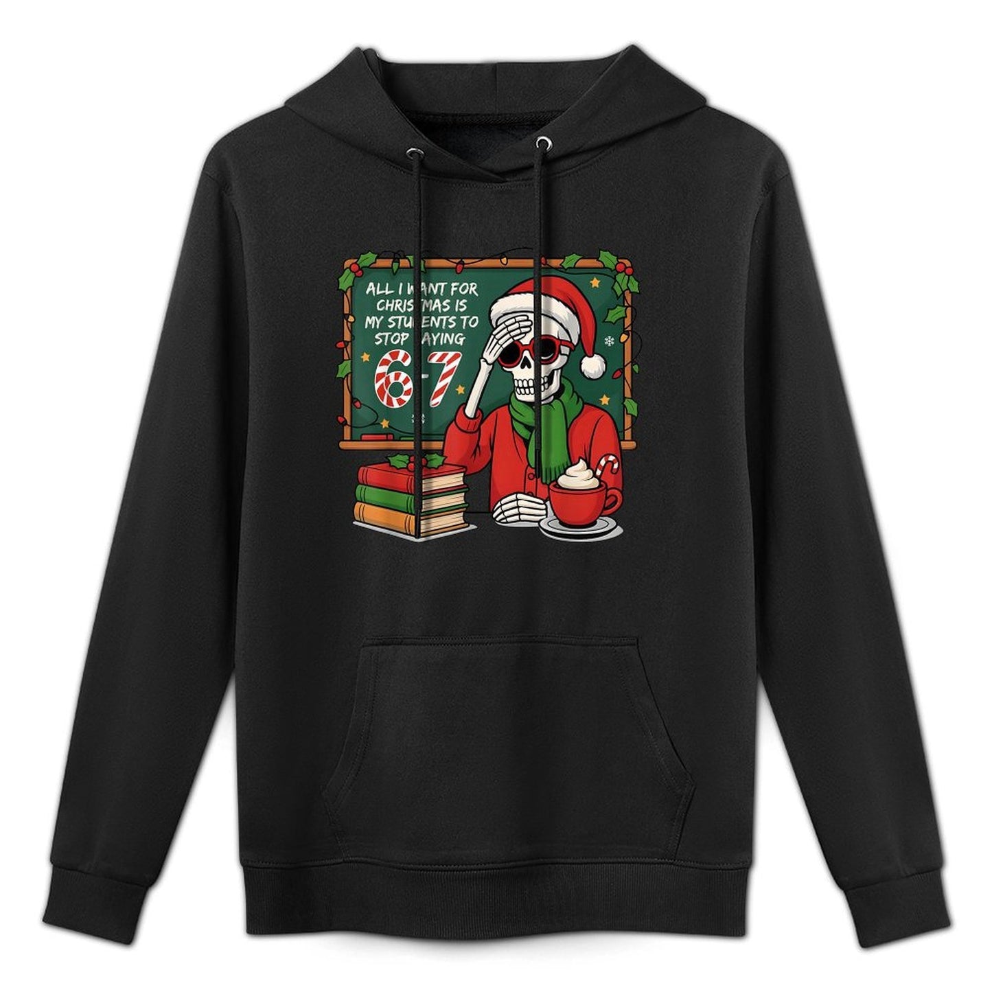 Students Saying 6-7 67 Six Seven Funny Teacher Christmas Breathable Fabric Hoodie
