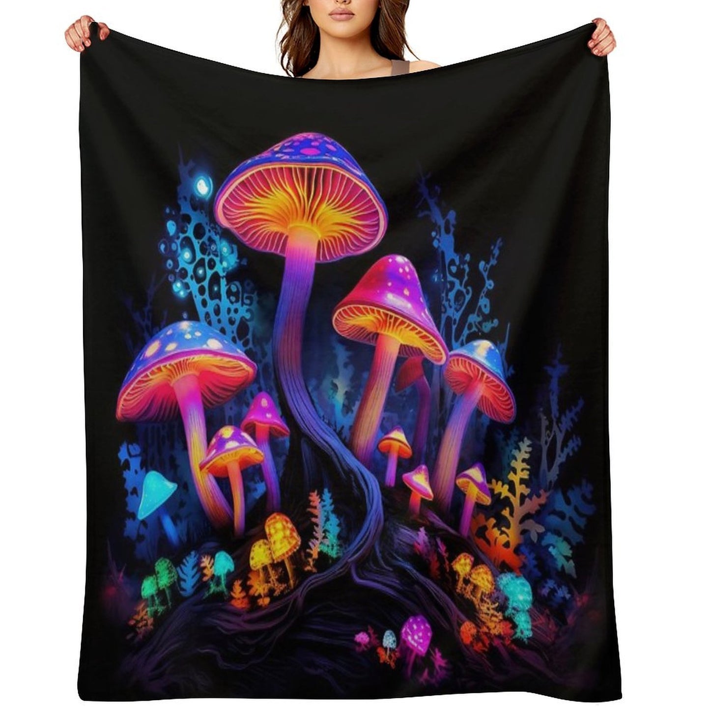 MAGIC MUSHROOMS PSYTRANCE TAPESTRY Throw Blanket