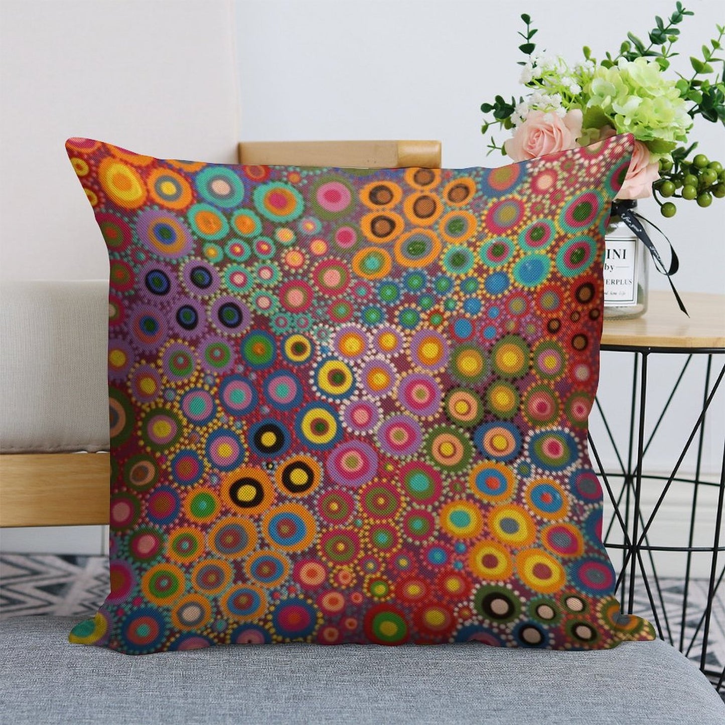 Desert Wildflowers Linen Throw Pillow Cover