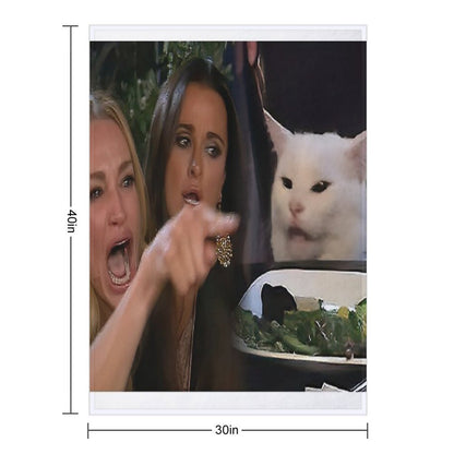 Woman Yelling at A Cat Throw Blanket