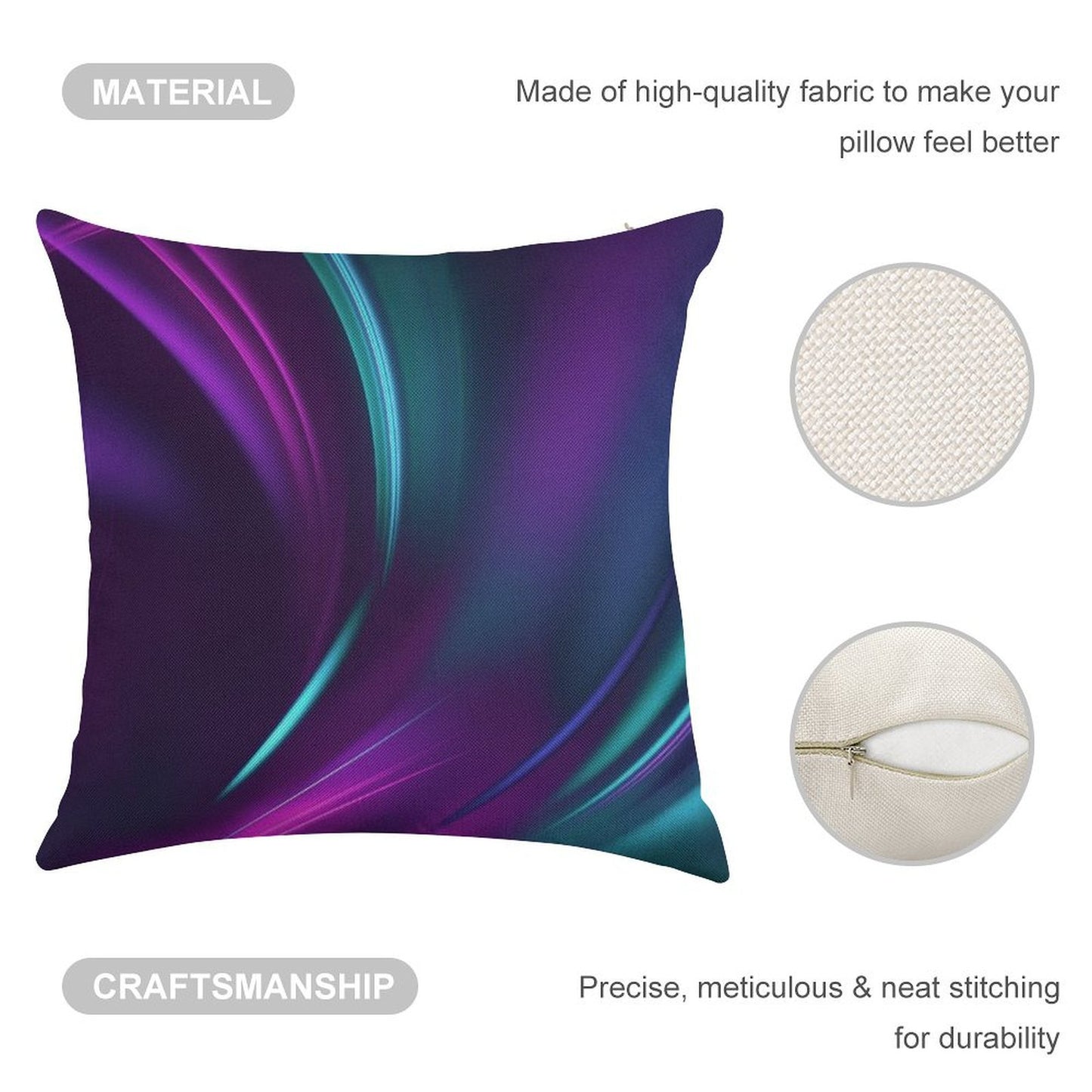 Purple Teal Swirl Linen Throw Pillow Cover