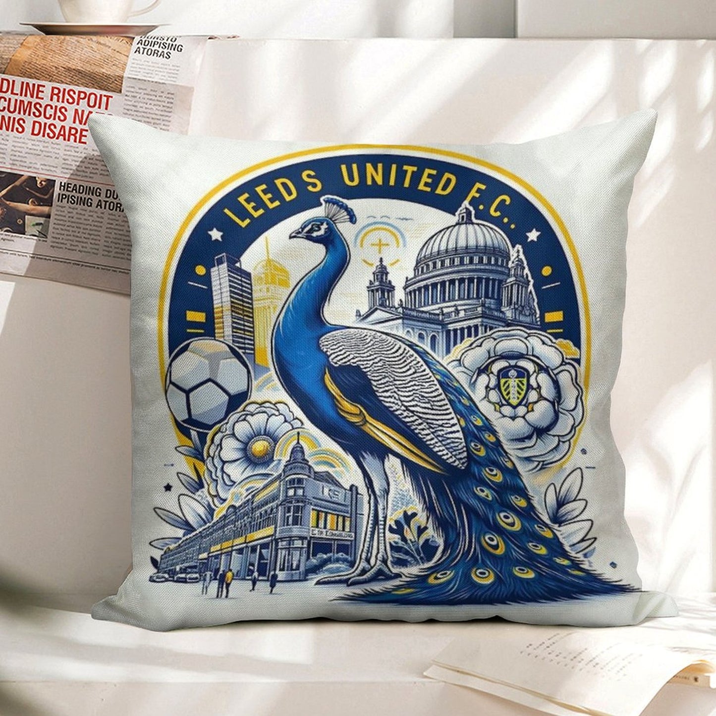 Leeds United Football Club Artwork Linen Throw Pillow Cover