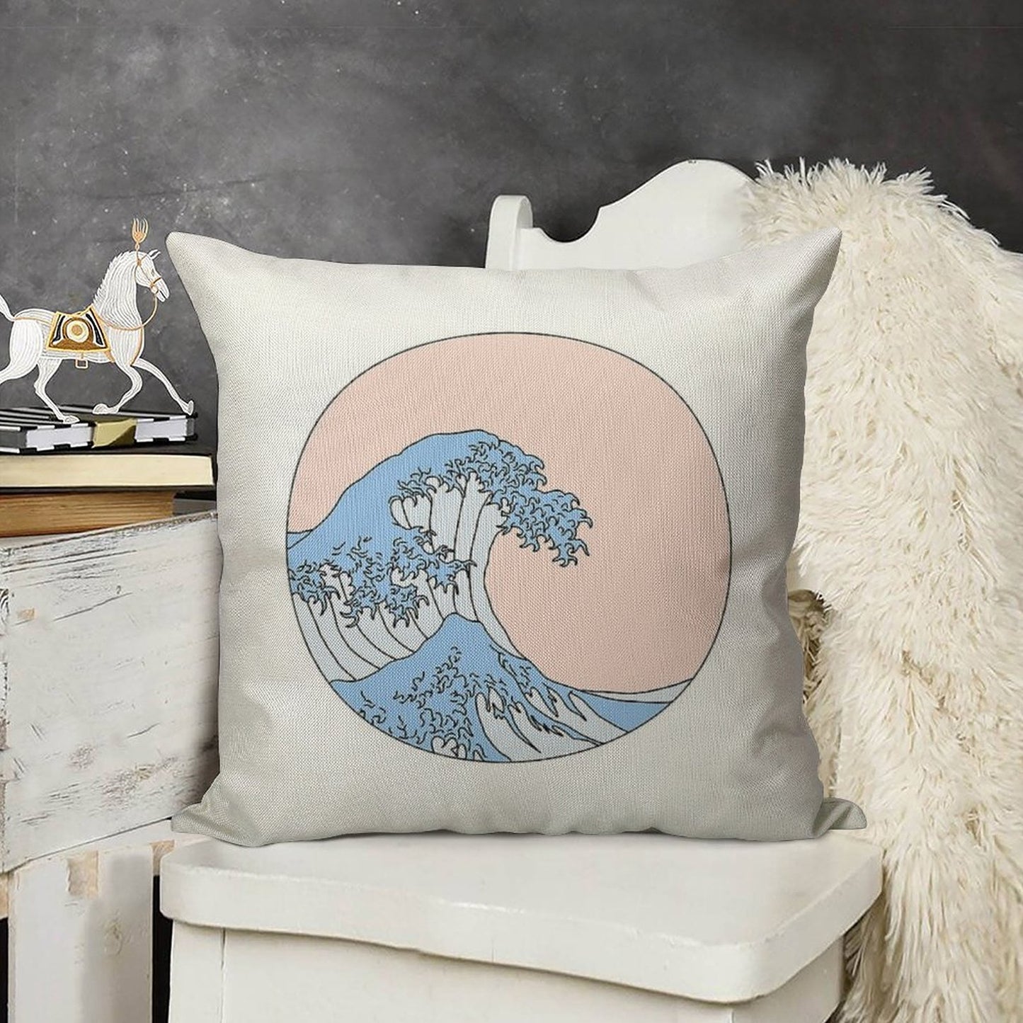 Aesthetic Wave Linen Throw Pillow Cover
