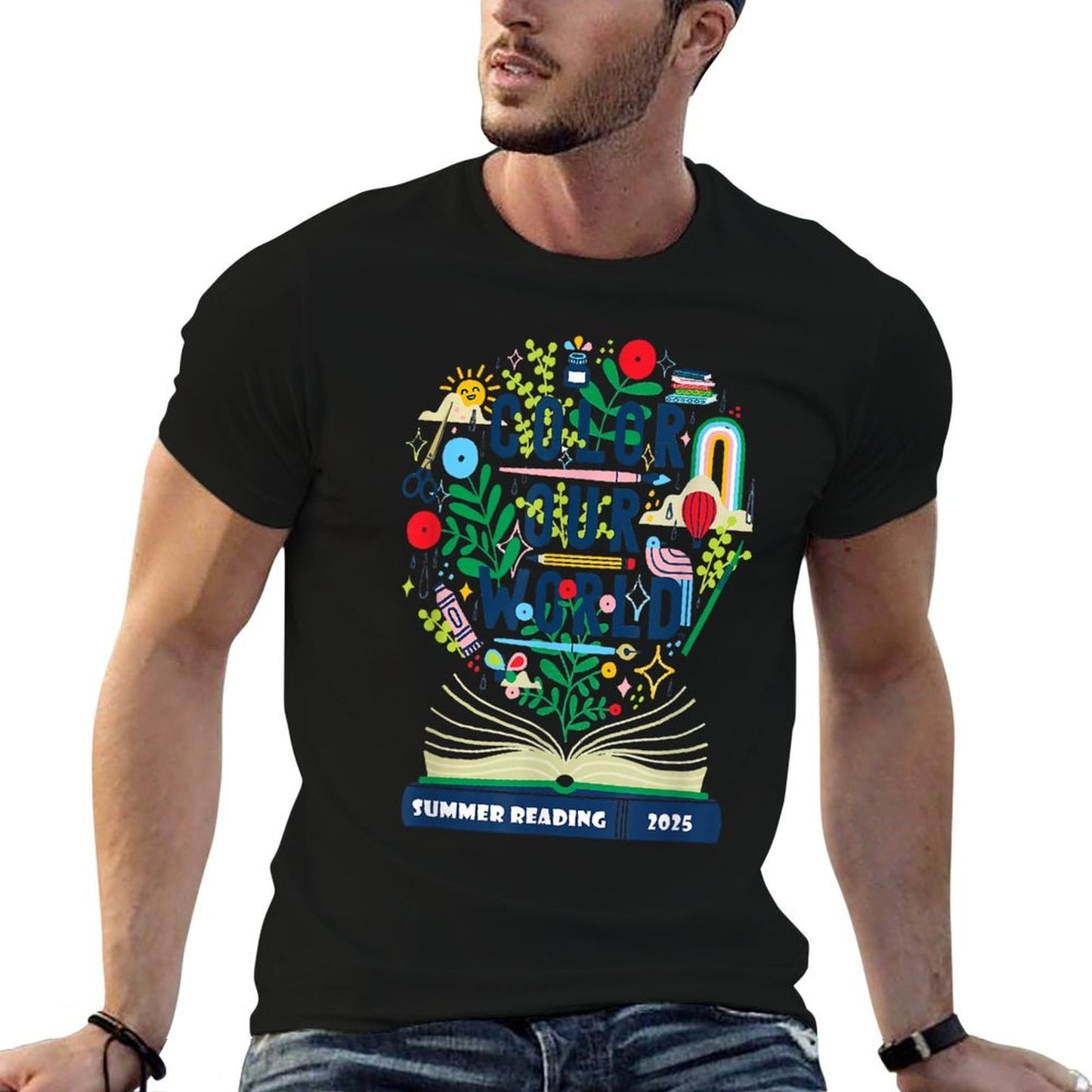 Color Our World Summer Reading 2025 Boho Wildflower Book  Relaxed-fit T-Shirt