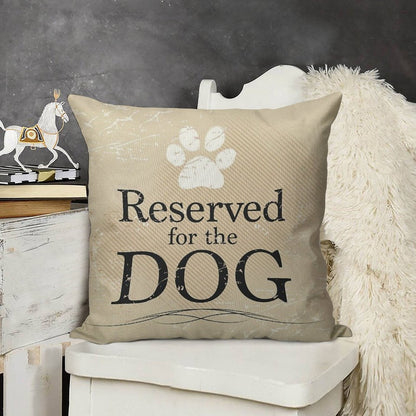 Reserved for The Dog (Tan) Linen Throw Pillow Cover