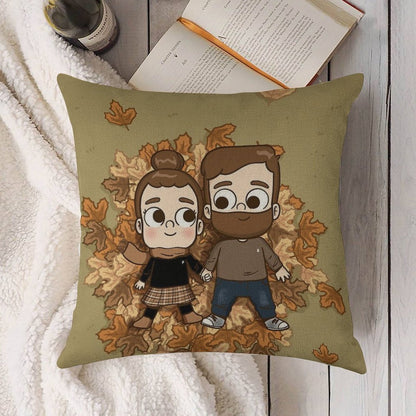 Fall Phone Home - Pibubear Linen Throw Pillow Cover