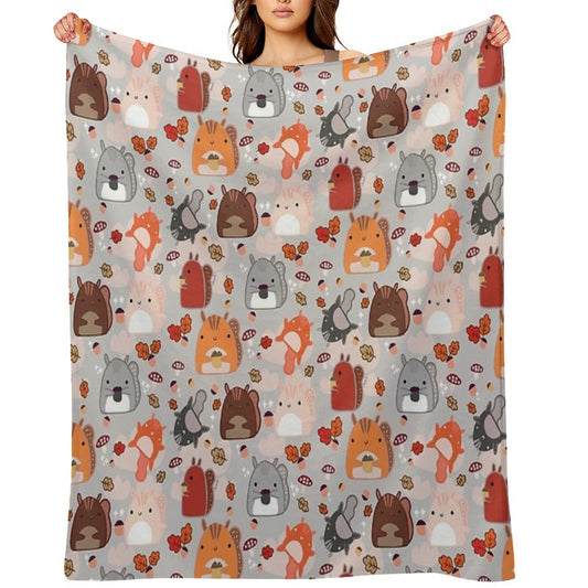 Kawaii Squirrels Throw Blanket