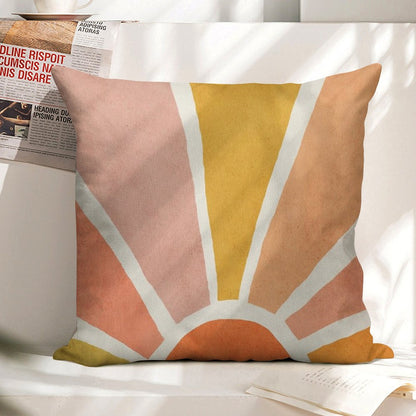Sun, Abstract, Mid Century Modern Kids Wall Art, Nursery Room Linen Throw Pillow Cover