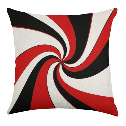 Red, Black And White Twist Design Linen Throw Pillow Cover