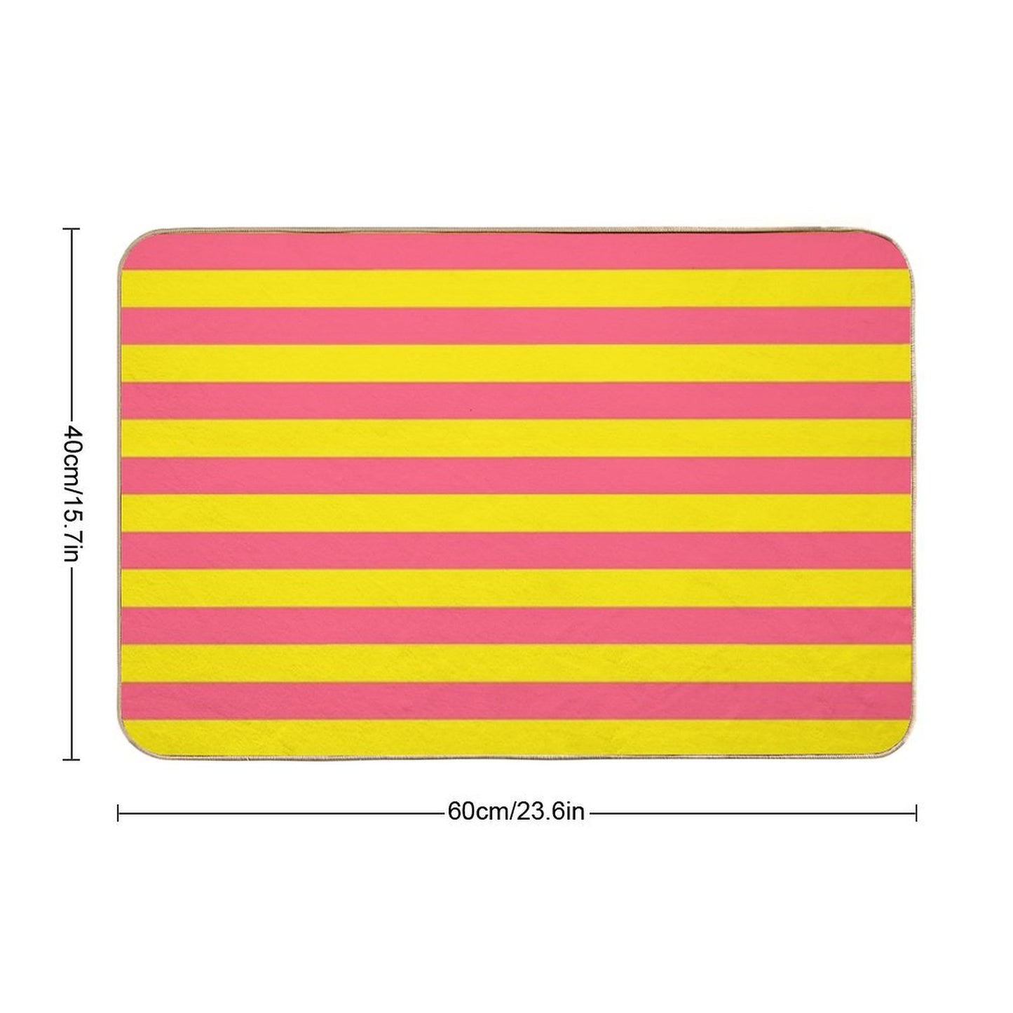 Yellow Pink Stripes Bath Mat