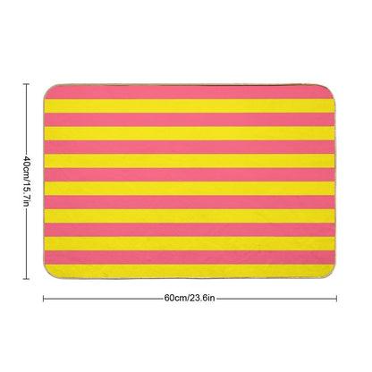 Yellow Pink Stripes Bath Mat