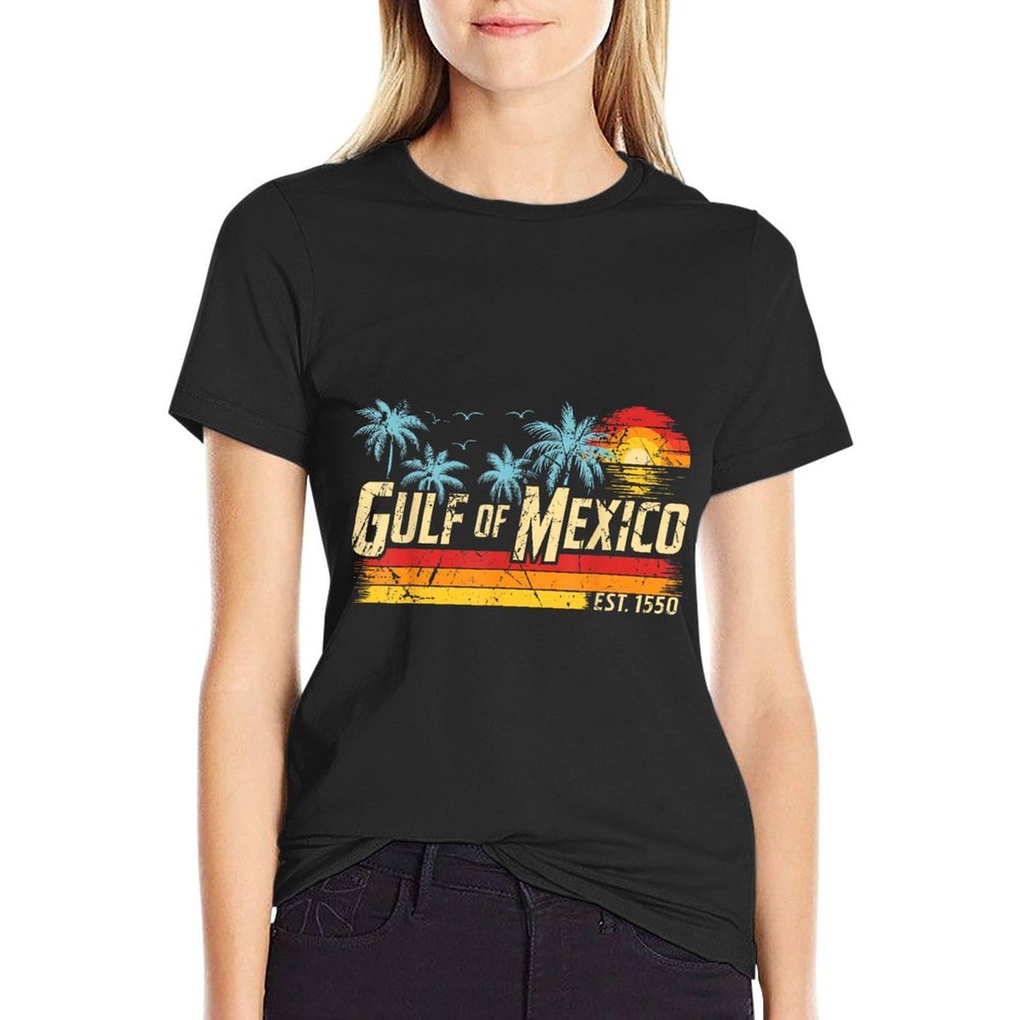 Gulf of Mexico Forever Retro Vintage Beach Mens Women  Summer-ready Fabric T-Shirt
