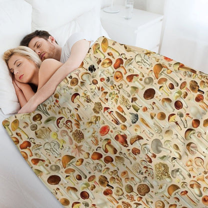 Vintage Mushroom Designs Collection Throw Blanket