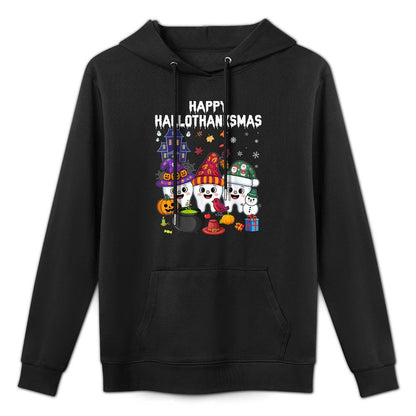 Happy Hallothanksmas Dental Halloween Thanksgiving Christmas Moisture-Wicking Hoodie
