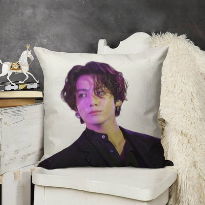 Long Hair JK Linen Throw Pillow Cover