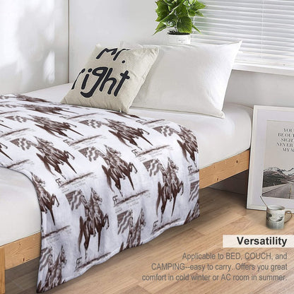 Red Frontier Wing Commander American Saddlebred Flag Drawing Throw Blanket