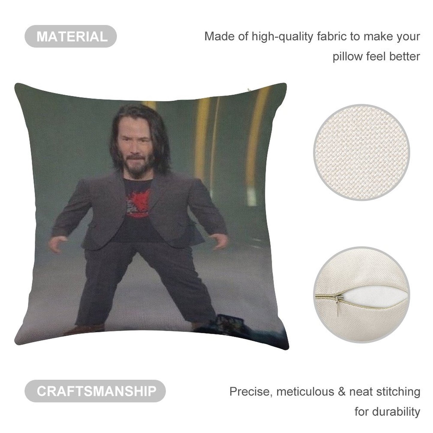 Baby Keanu Reeves Linen Throw Pillow Cover