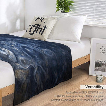 Swirling Blue Clouds of Planet Jupiter from Juno Cam Throw Blanket