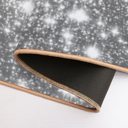 Galaxy Sparkle Stars Silver Gray Bath Mat