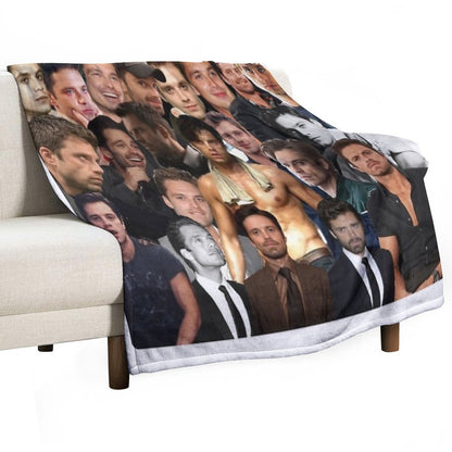 Sebastian Stan Collage Throw Blanket