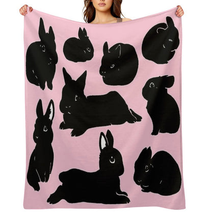 Black Bunny Collection Throw Blanket
