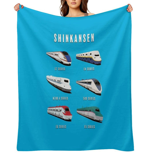 Japanese Shinkansen Bullet Trains Throw Blanket