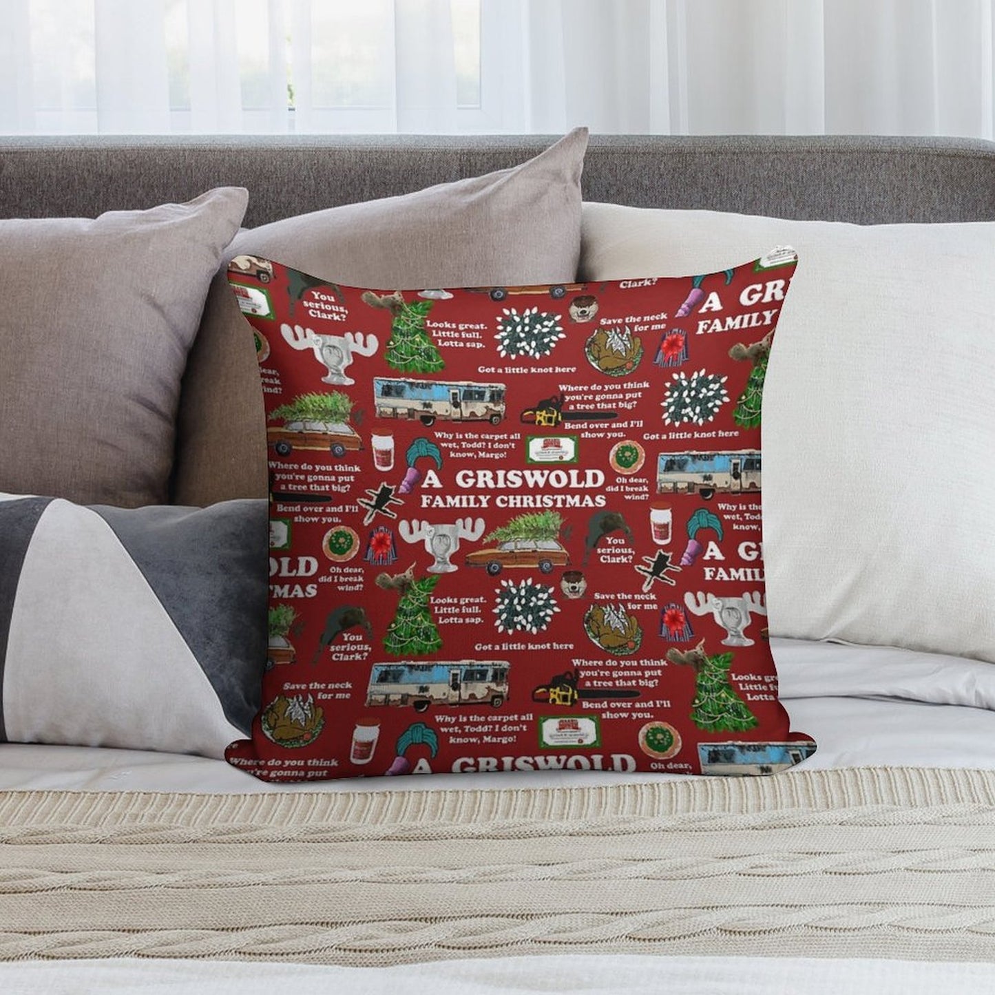 Christmas Vacation Collage Soft Luxury Feel Throw Pillow