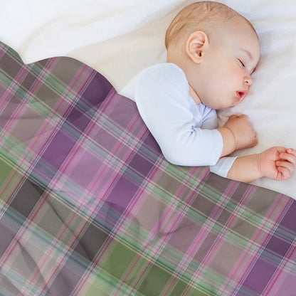 Green And Lilac Tartan Plaid. Throw Blanket