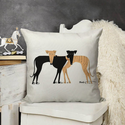 Head Rest Brindle Hound Linen Throw Pillow Cover