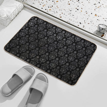 Haunted Mansion Wallpaper Black And Silver Bath Mat